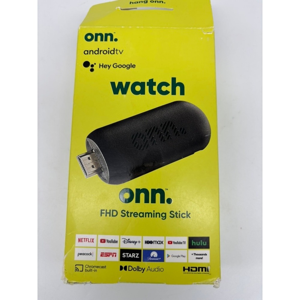 onn. FHD Streaming Stick Android TV Black 1080p Dolby Audio Chromecast 100024646
